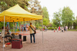 Talkoot Roihuvuoren Tuhkimonpuistossa 6.6.2014: maalausta, kasvien istutusta sekä ruokaa ja musiikkia talkooväelle.